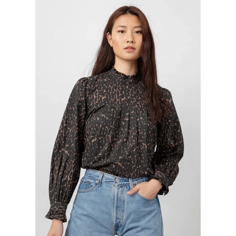 Rails Ariana Top In Savannah Poplin Pleated‎ Front Size Large $188